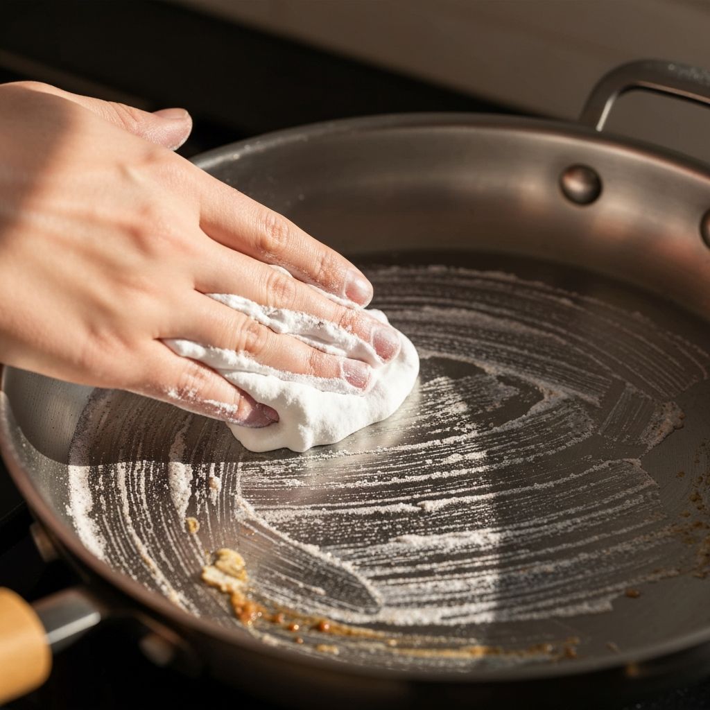 Cleaning burnt food with baking soda