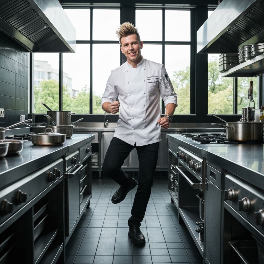 Guy Fieri in professional kitchen