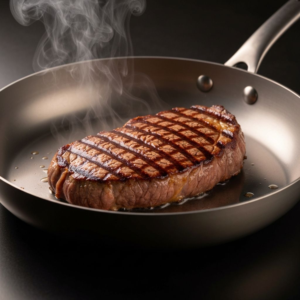 Perfect seared steak in Guy Fieri cookware